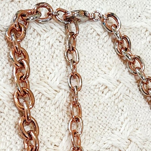 St Thomas Copper Gray Teardrop Rhinestone Statement Necklace Earrings Set - Picture 9 of 11